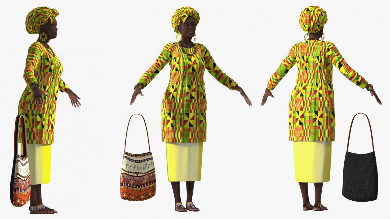 African Woman Wearing Traditional Clothes Neutral Pose 3D model