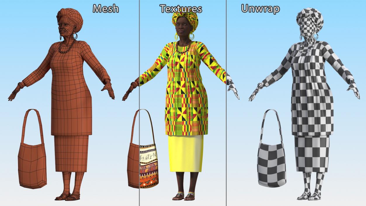 African Woman Wearing Traditional Clothes Neutral Pose 3D model