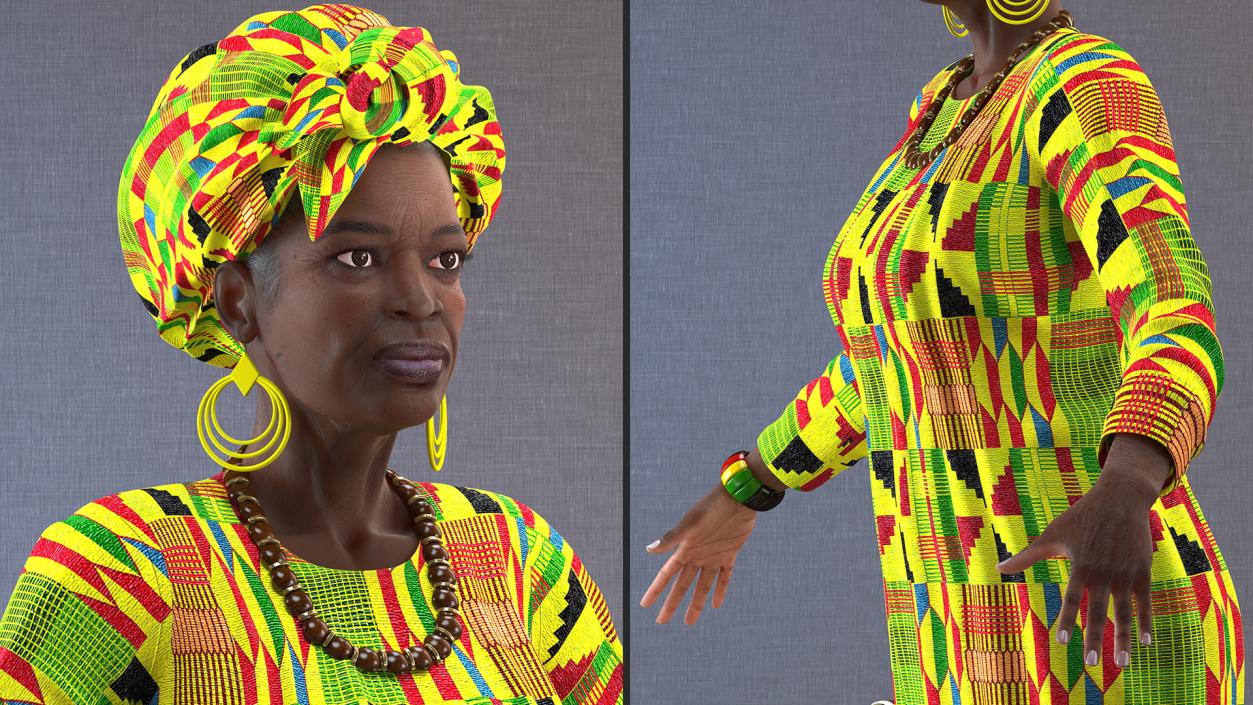 African Woman Wearing Traditional Clothes Neutral Pose 3D model