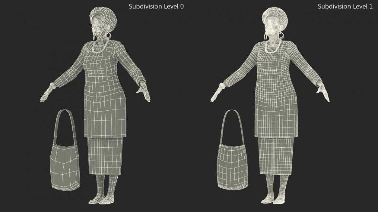 African Woman Wearing Traditional Clothes Neutral Pose 3D model