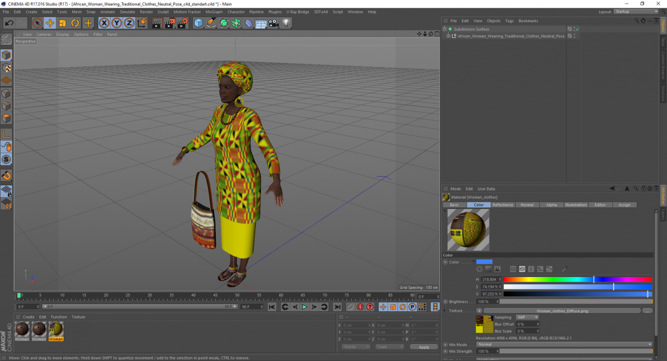 African Woman Wearing Traditional Clothes Neutral Pose 3D model