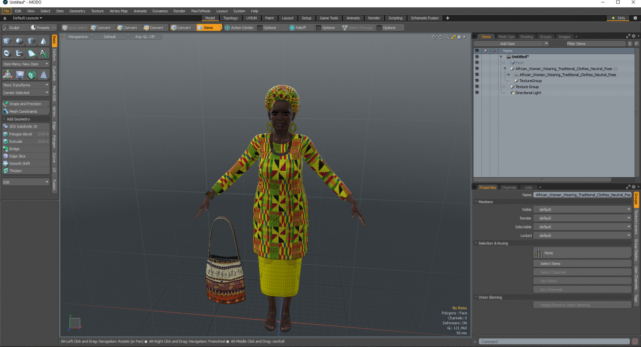 African Woman Wearing Traditional Clothes Neutral Pose 3D model