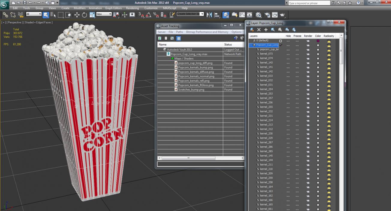 3D Popcorn Cup Long