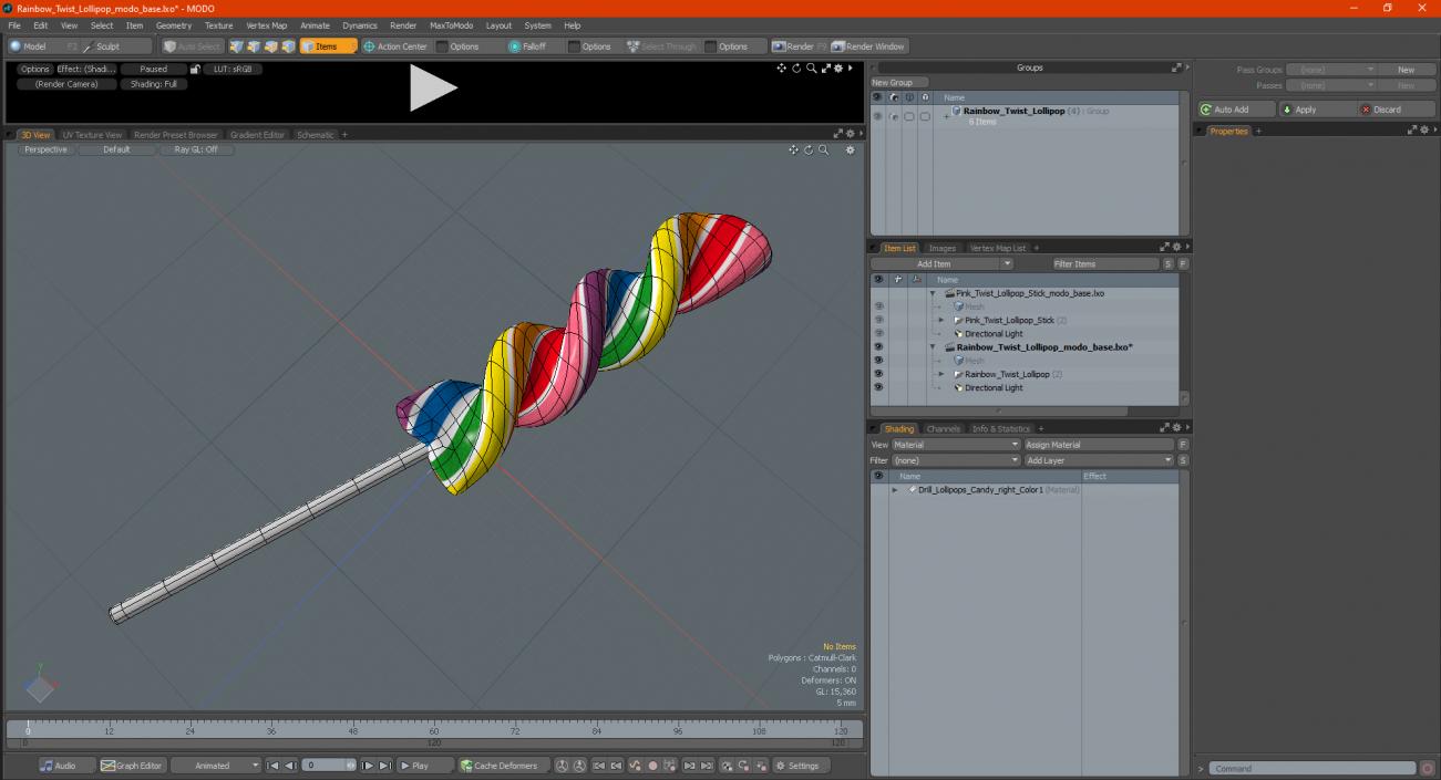 Rainbow Twist Lollipop 3D