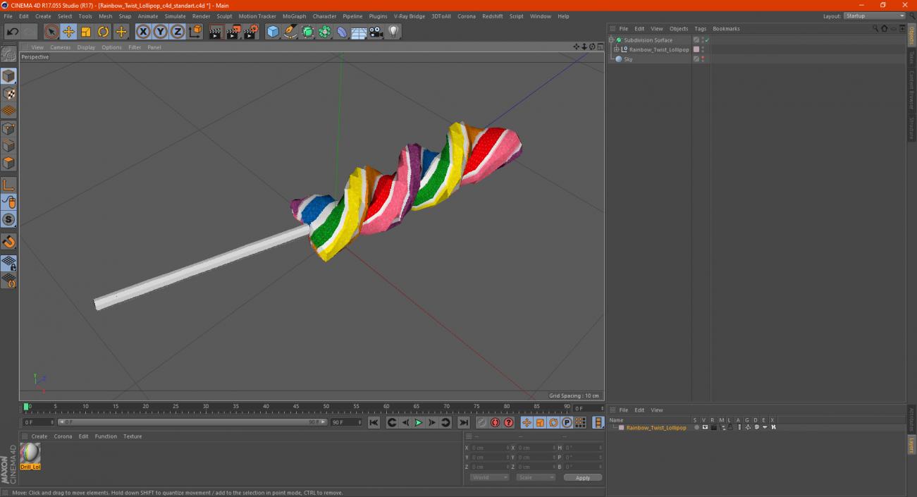 Rainbow Twist Lollipop 3D