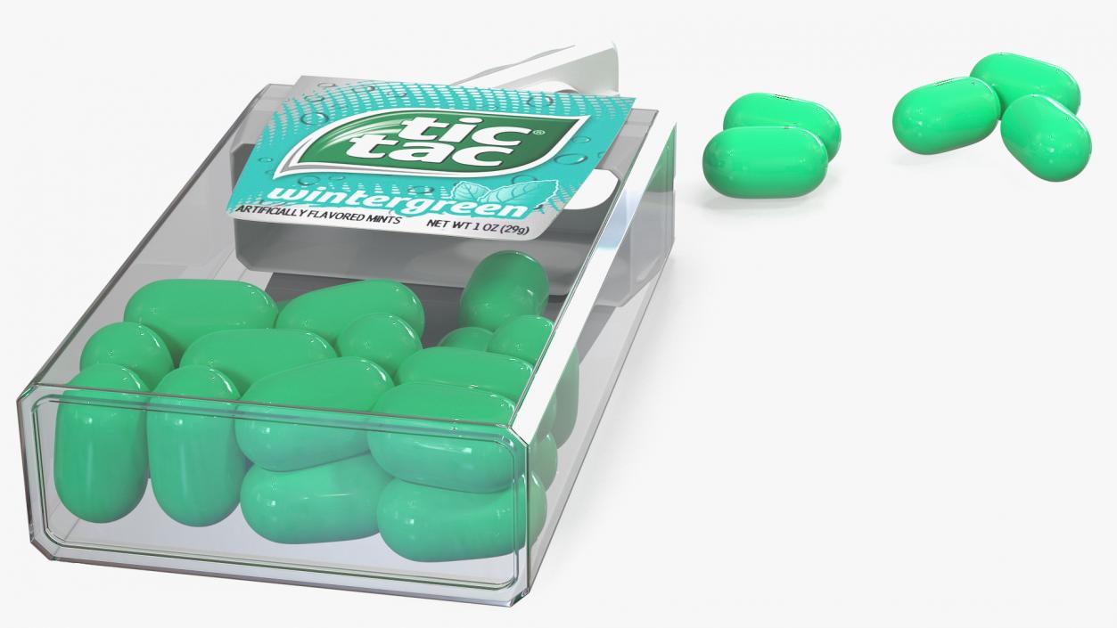 3D Spilled Tic Tac Wintergreen Candy model