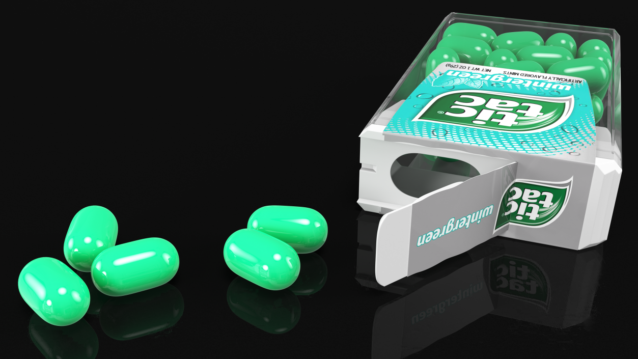 3D Spilled Tic Tac Wintergreen Candy model