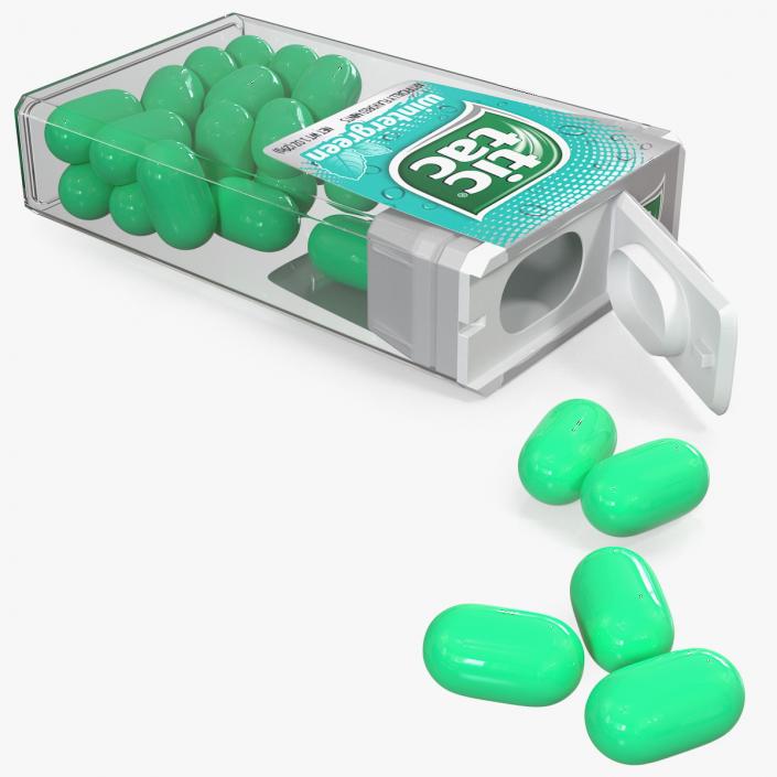 3D Spilled Tic Tac Wintergreen Candy model