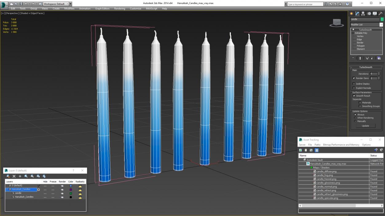 3D Hanukkah Candles