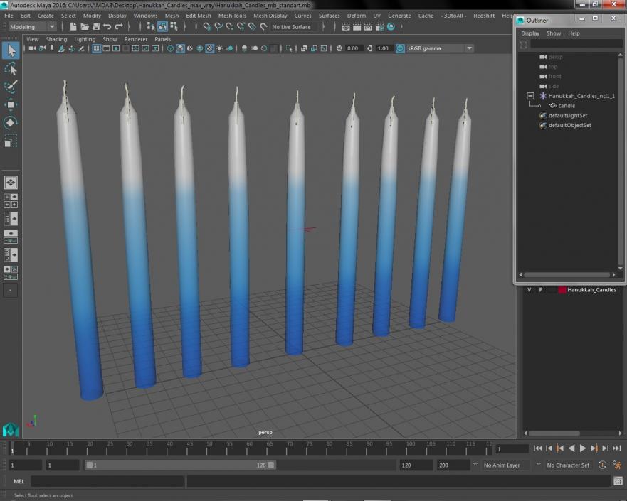 3D Hanukkah Candles