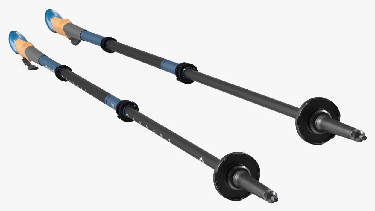 3D Idle Blue Black Diamond Carbon Trekking-Poles(1) model