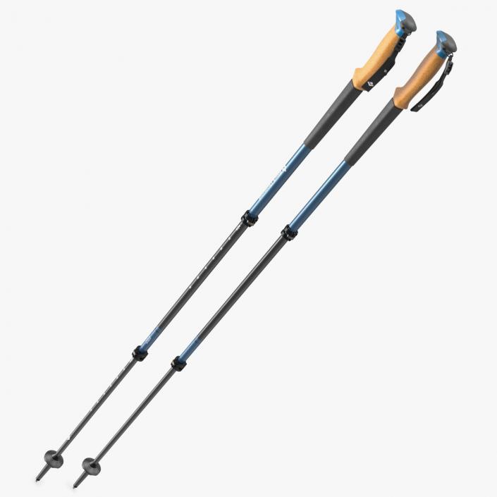 3D Idle Blue Black Diamond Carbon Trekking-Poles(1) model