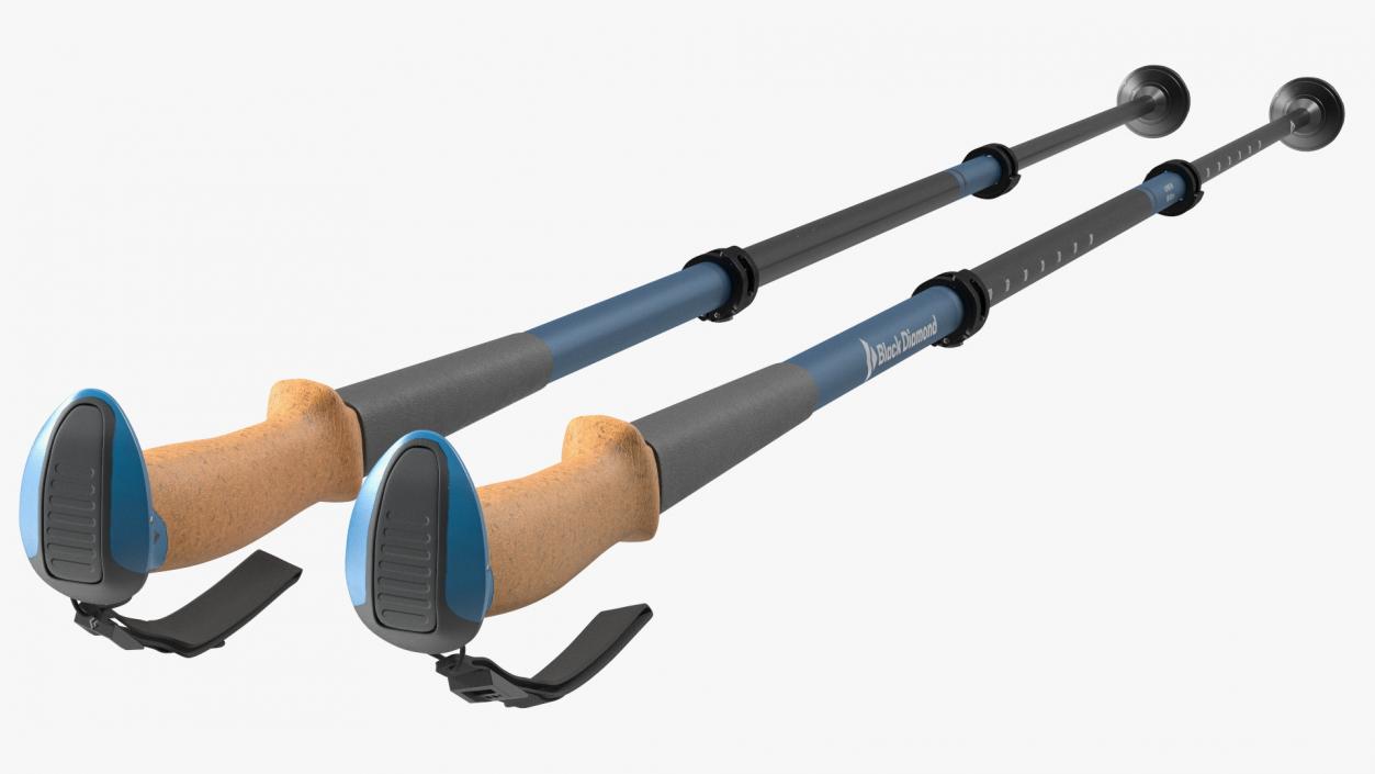 3D Idle Blue Black Diamond Carbon Trekking-Poles(1) model