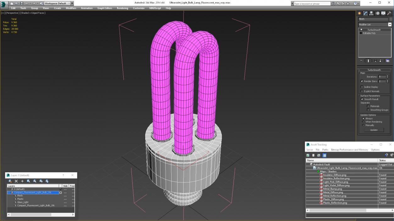 Ultraviolet Light Bulb Lamp Fluorescent 3D model