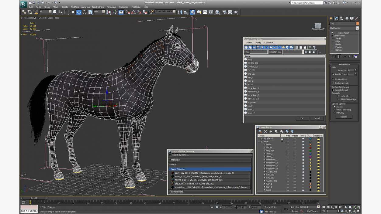 3D model Black Horse Fur