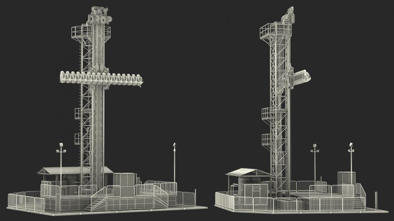 3D model Sky Drop Amusement Park Equipment Rigged