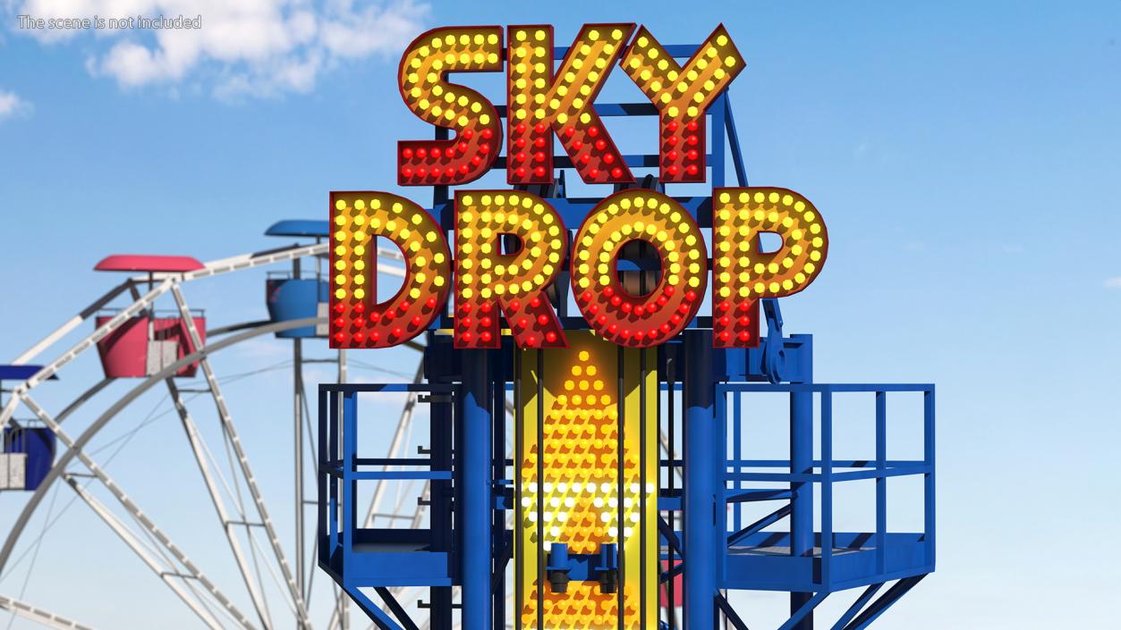 3D model Sky Drop Amusement Park Equipment Rigged