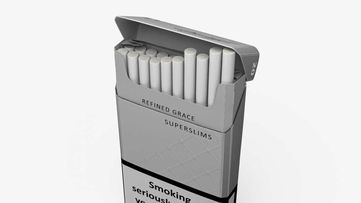 3D Open Pack of Cigarettes Davidoff White Super Slim 2