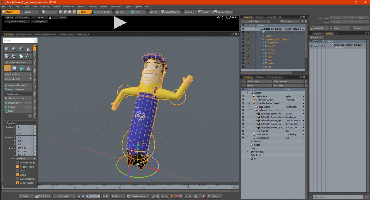 3D Inflatable Barker Rigged for Modo model