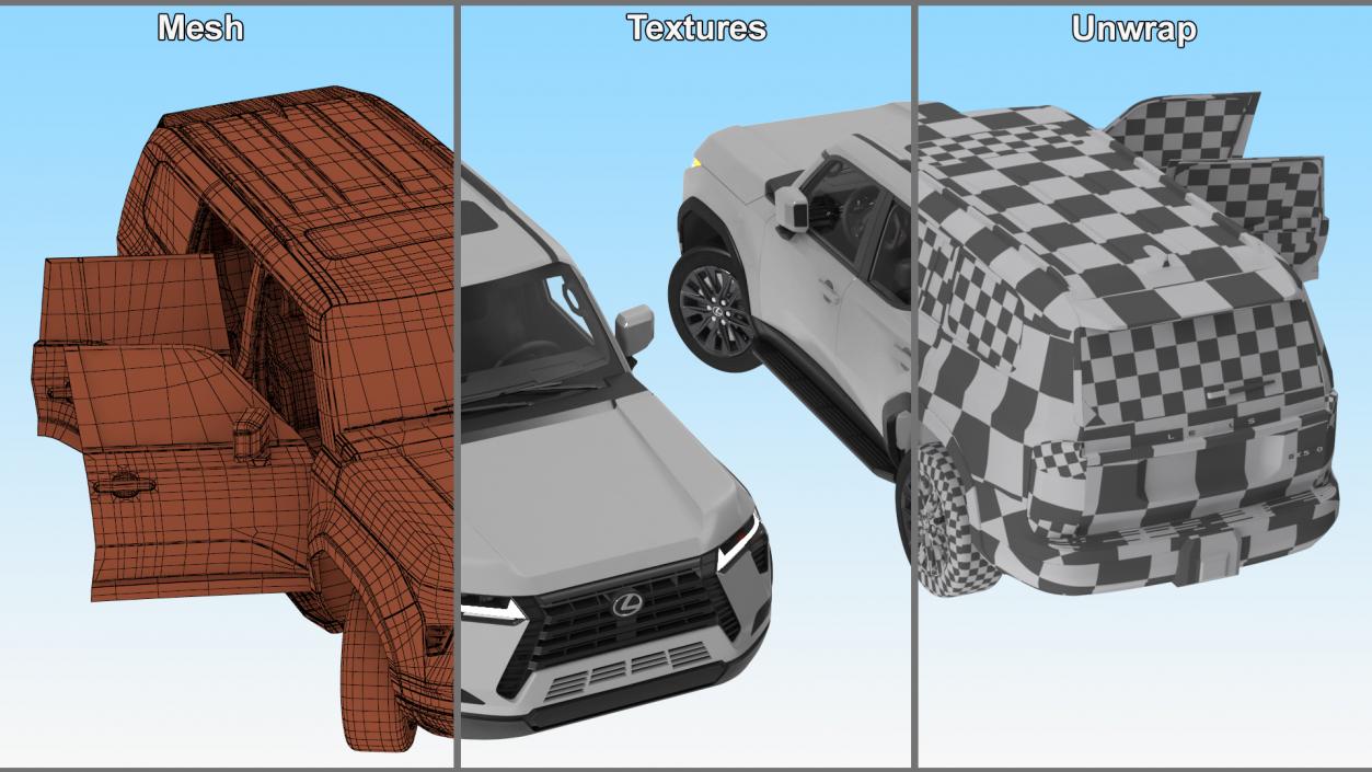 3D Lexus GX 550 SUV White Rigged for Maya model