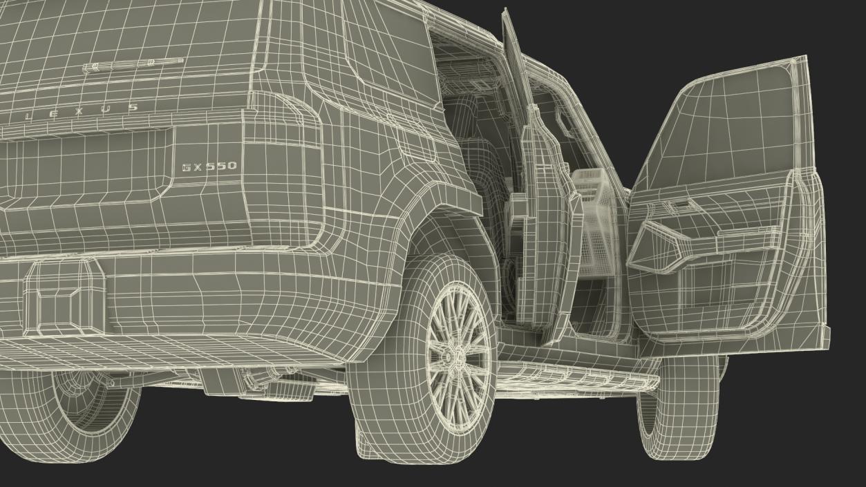 3D Lexus GX 550 SUV White Rigged for Maya model