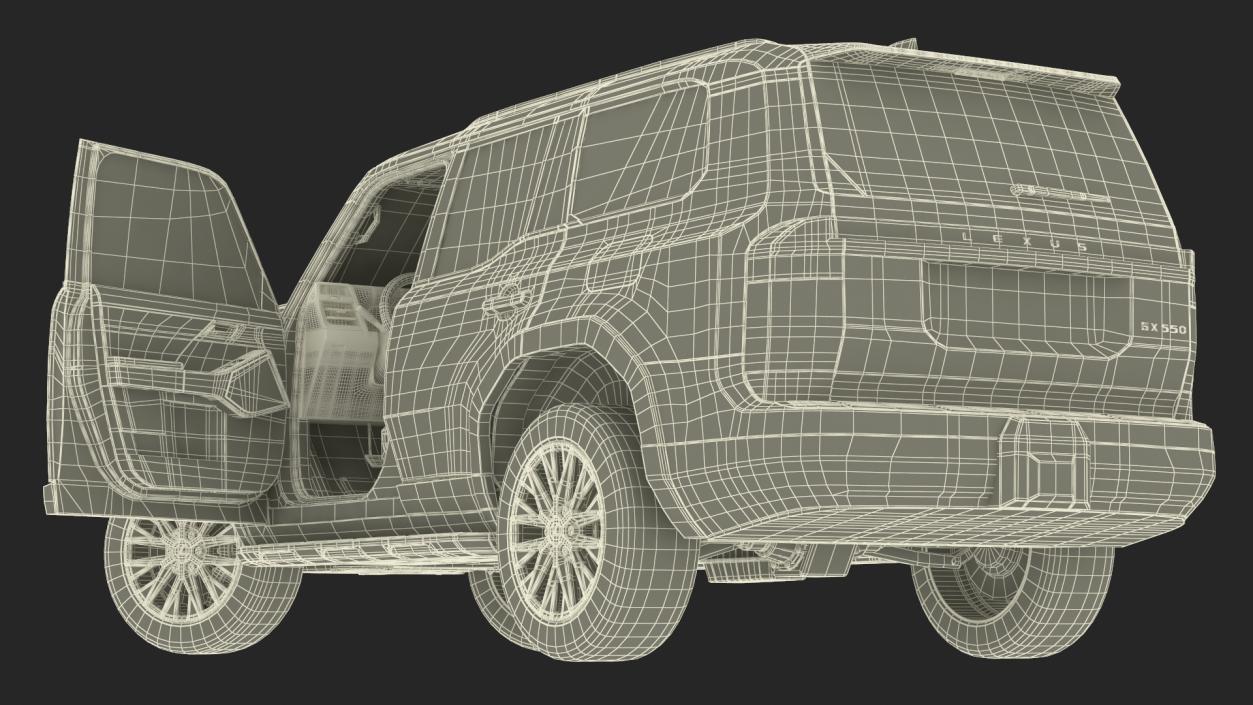 3D Lexus GX 550 SUV White Rigged for Maya model