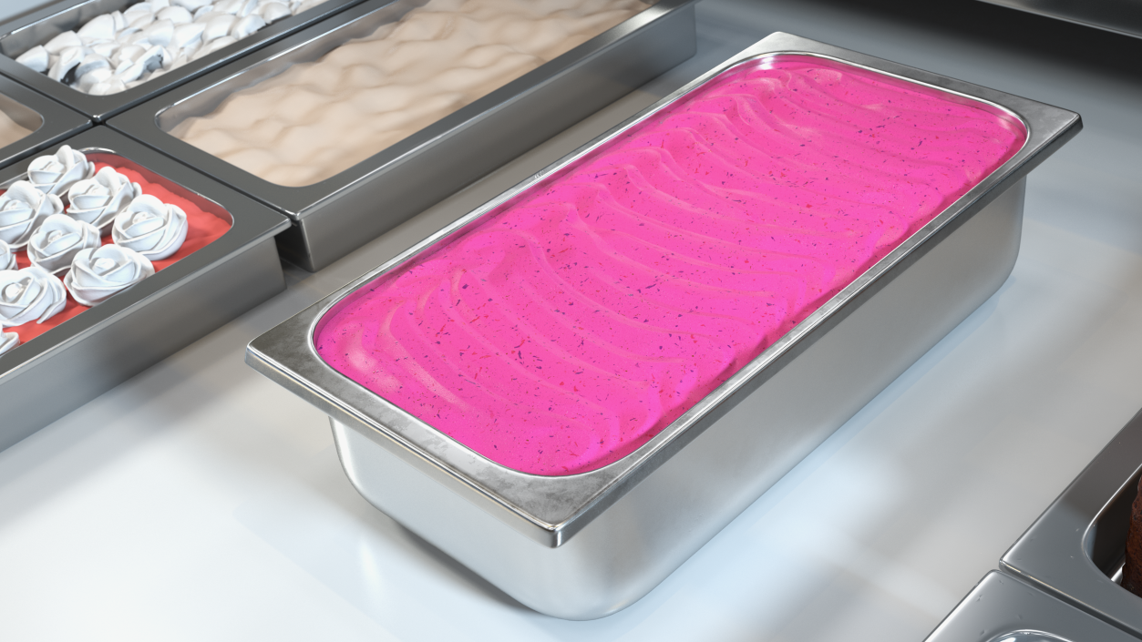 Blueberry Ice Cream Tray Untouched Surface 3D