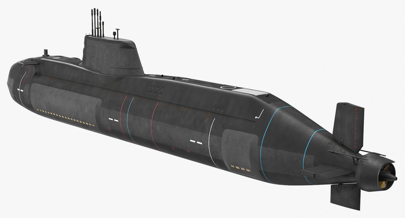 3D HMS Artful Astute Class Nuclear Powered Submarine Rigged