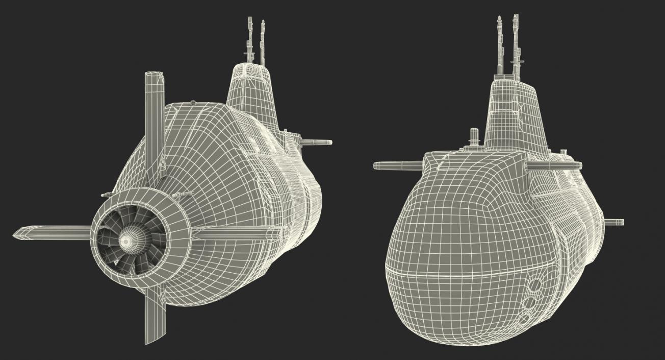 3D HMS Artful Astute Class Nuclear Powered Submarine Rigged