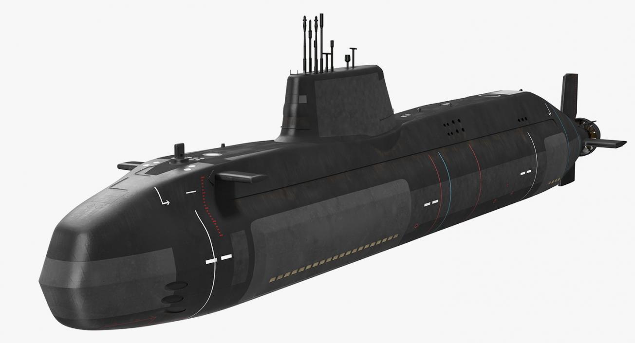 3D HMS Artful Astute Class Nuclear Powered Submarine Rigged