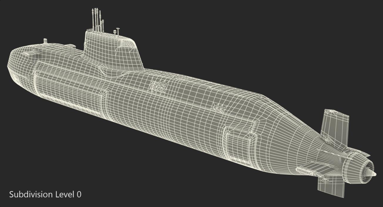 3D HMS Artful Astute Class Nuclear Powered Submarine Rigged