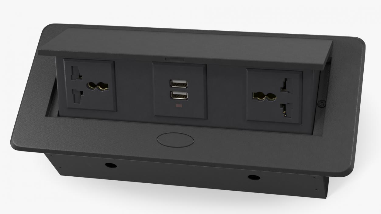 3D Connection Box Tabletop Universal Socket USB Charger Black model