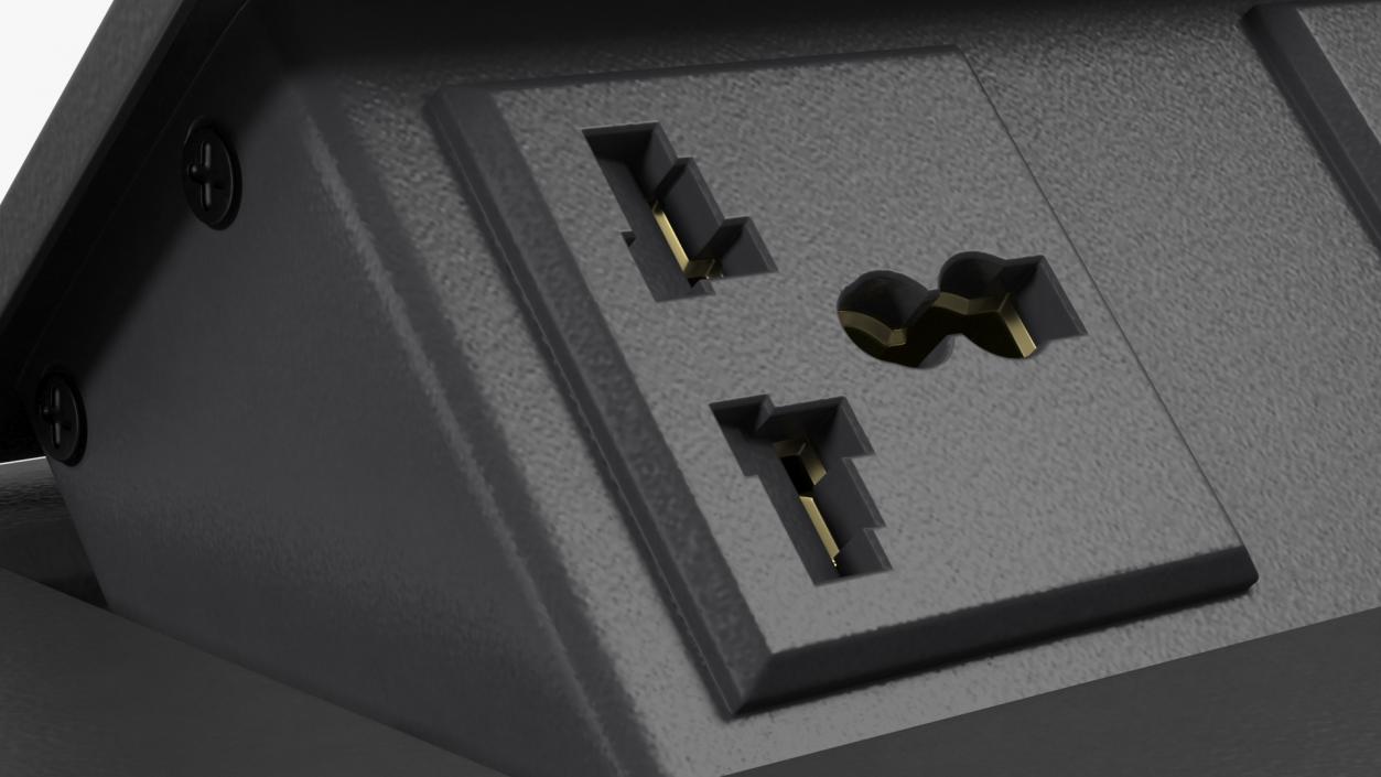 3D Connection Box Tabletop Universal Socket USB Charger Black model