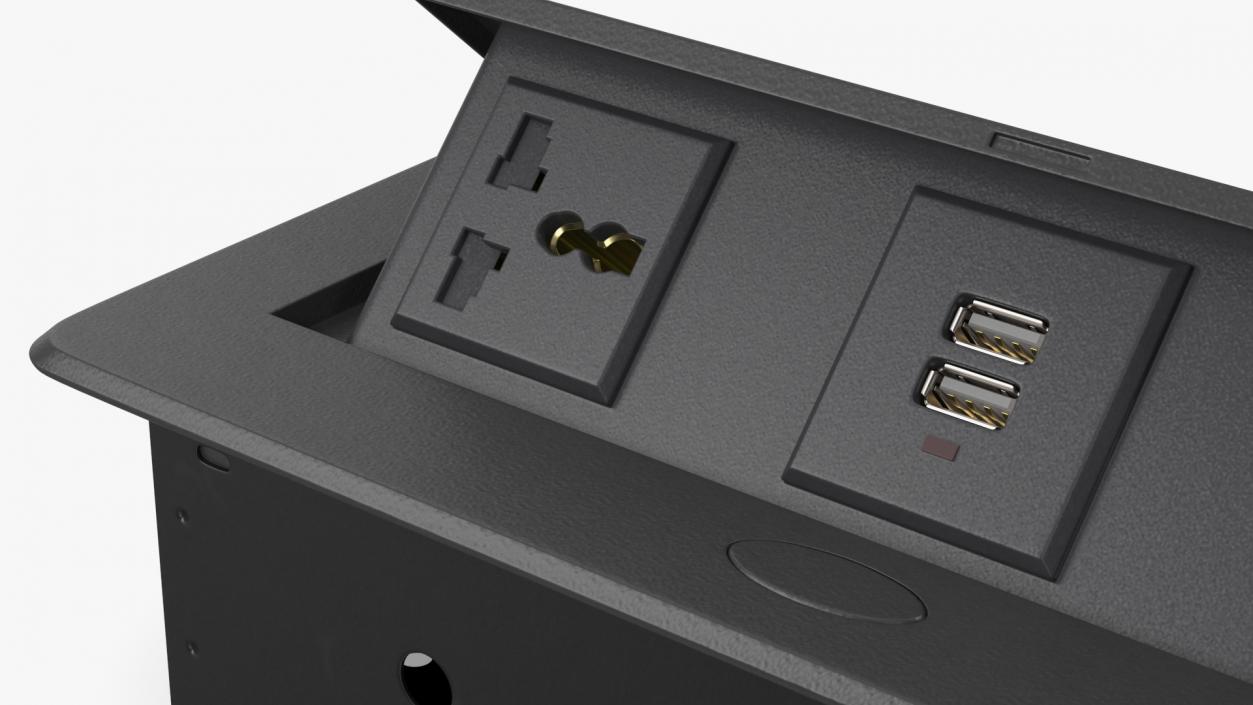 3D Connection Box Tabletop Universal Socket USB Charger Black model