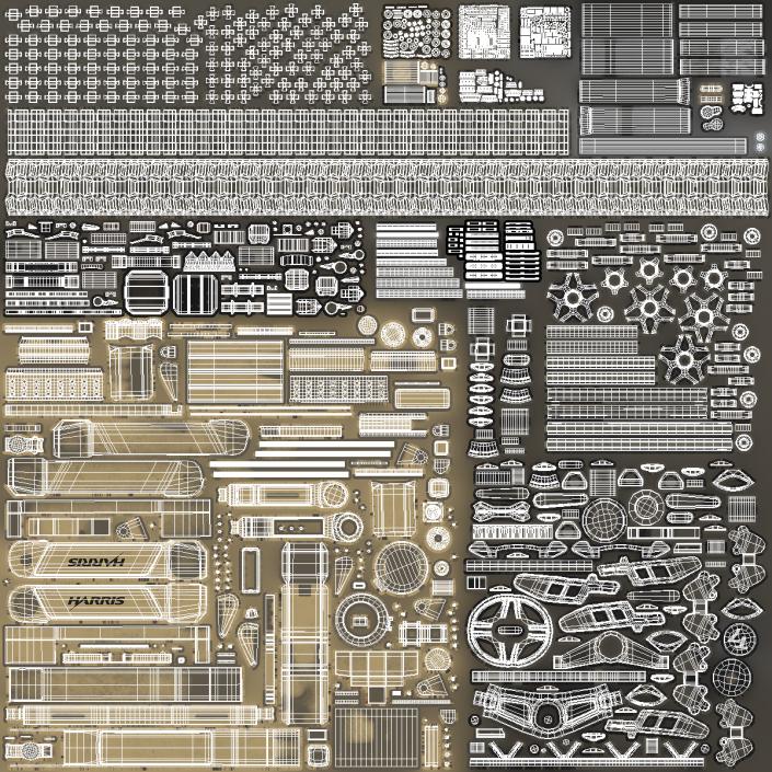 3D Old Robotic System Harris T7 Beige Rigged