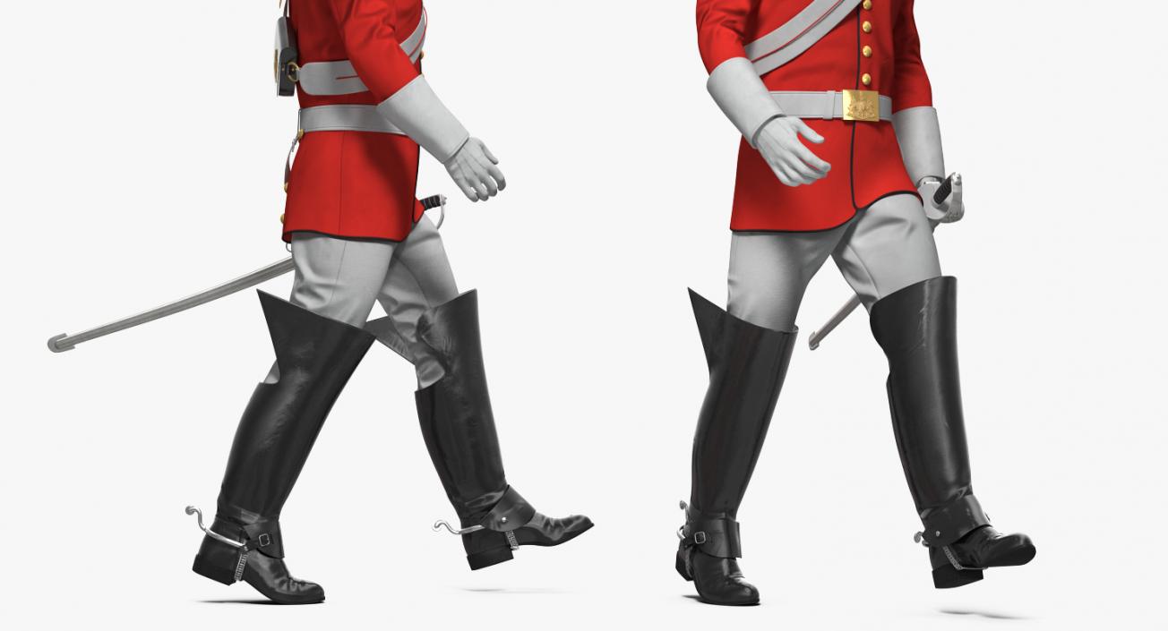 3D model British Royal Lifeguard Walking Pose with Fur