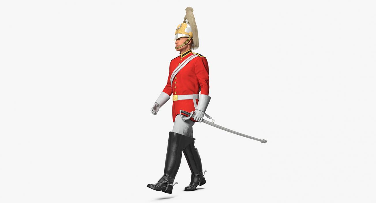 3D model British Royal Lifeguard Walking Pose with Fur