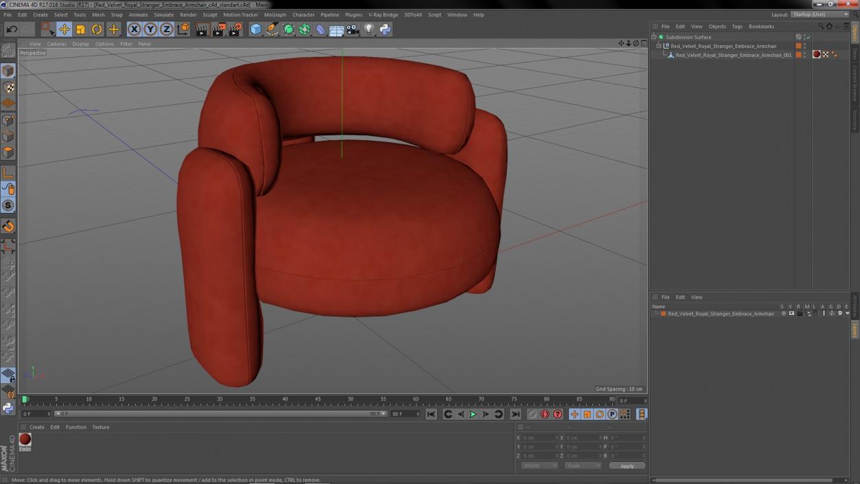 Red Velvet Royal Stranger Embrace Armchair 3D