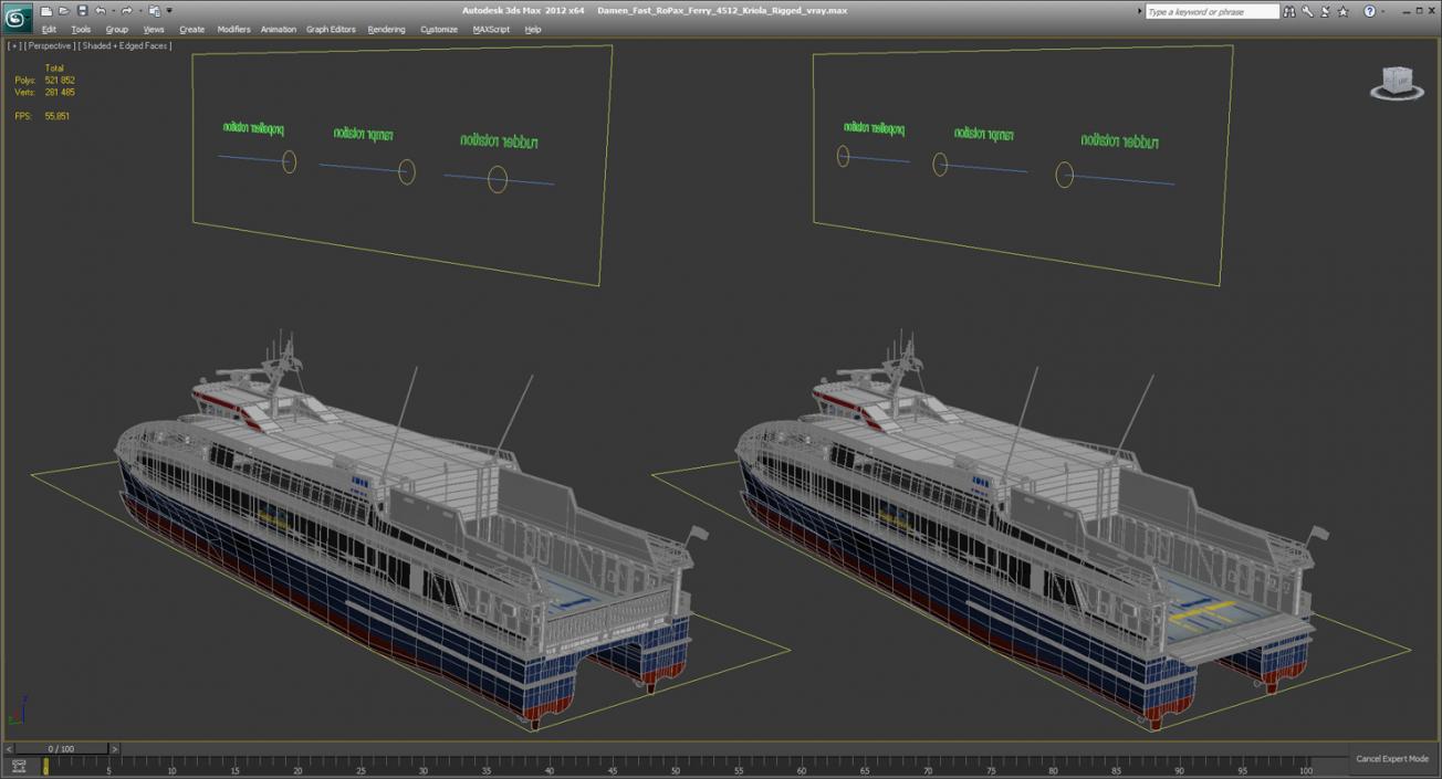 3D Damen Fast RoPax Ferry 4512 Kriola Rigged