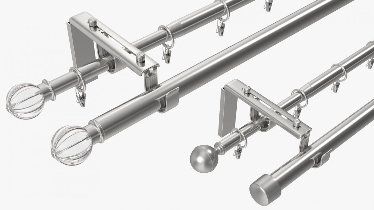 Silver Curtain Rods 3D model