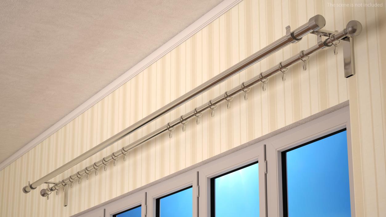 Silver Curtain Rods 3D model