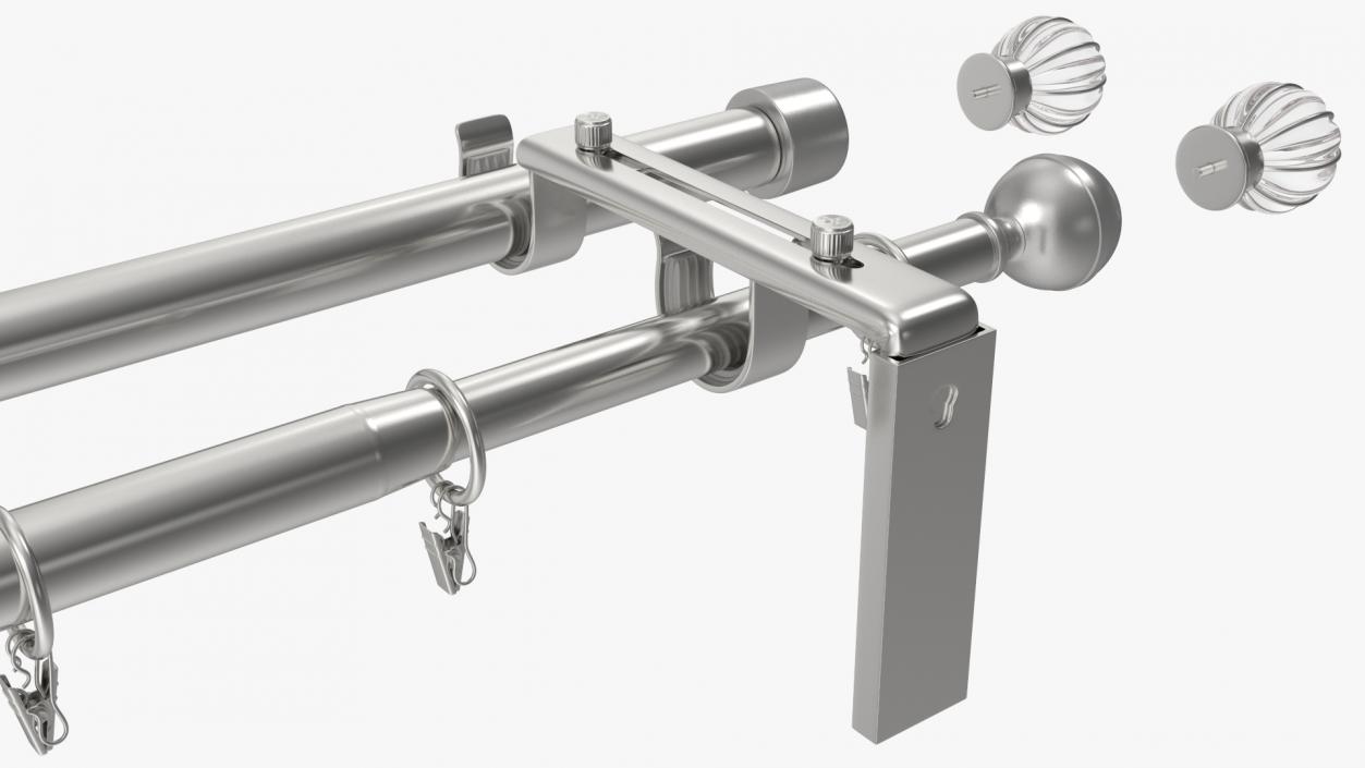 Silver Curtain Rods 3D model