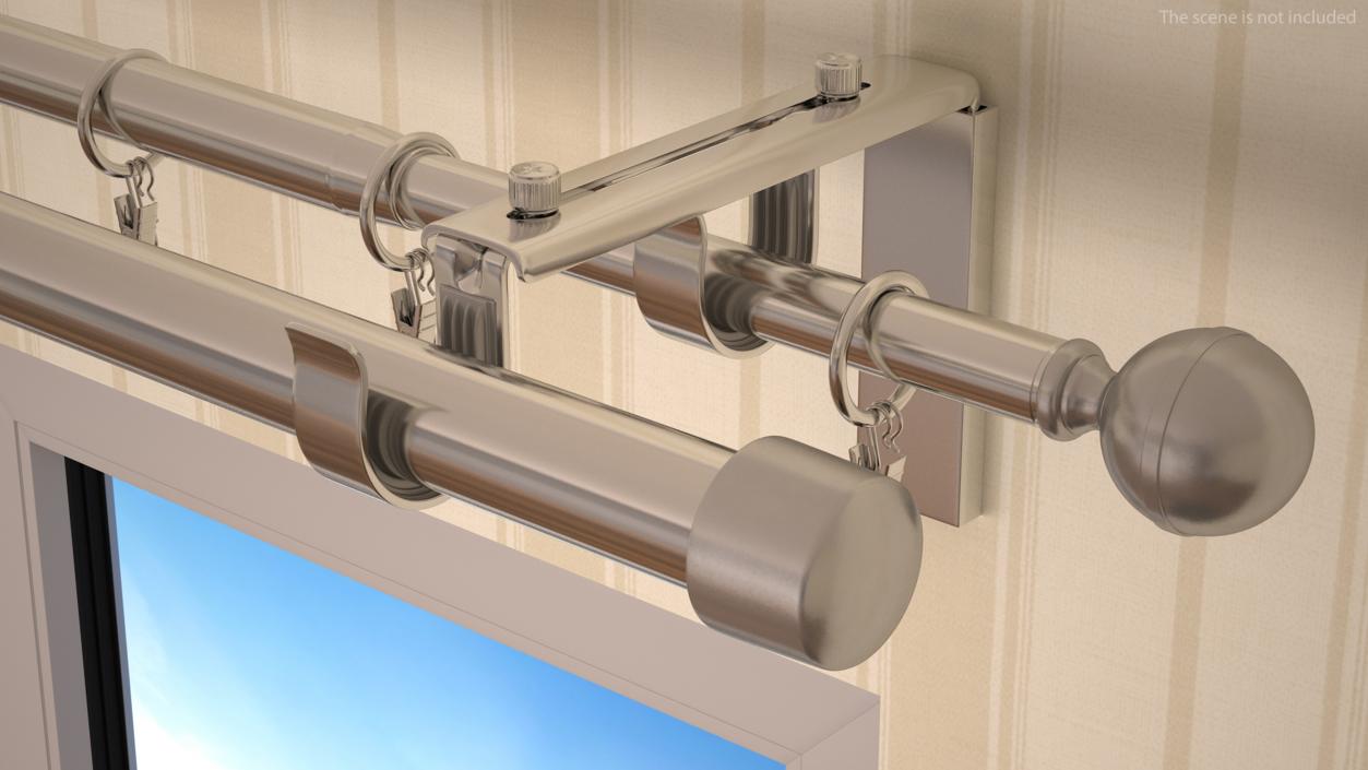 Silver Curtain Rods 3D model