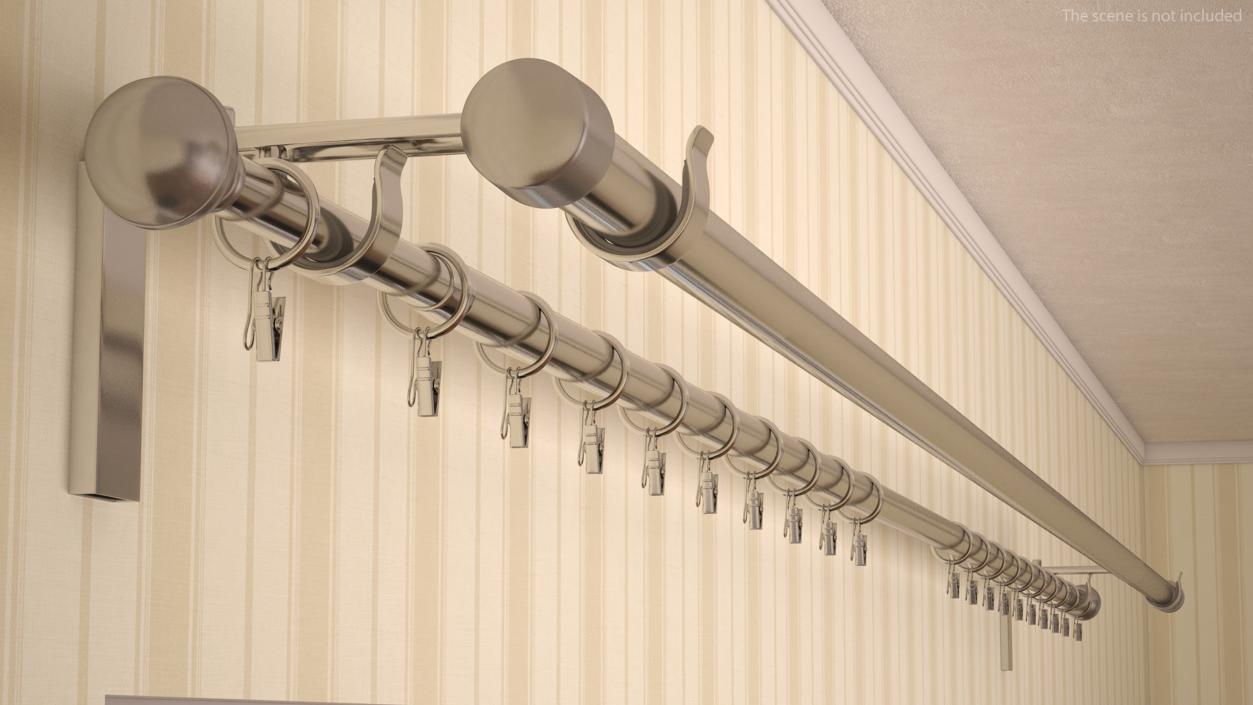 Silver Curtain Rods 3D model