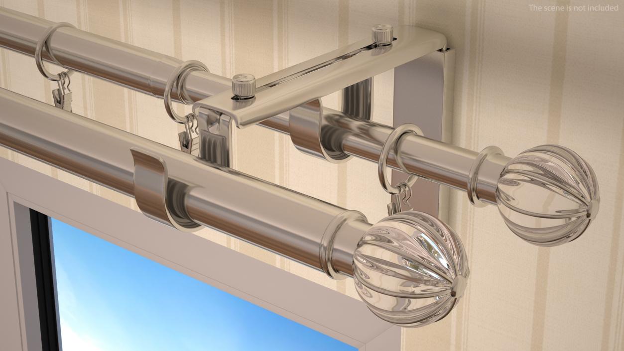 Silver Curtain Rods 3D model