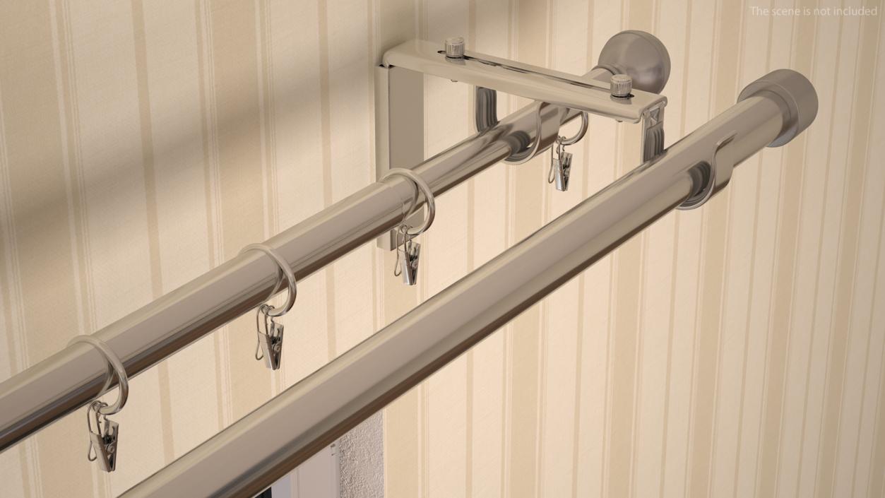 Silver Curtain Rods 3D model