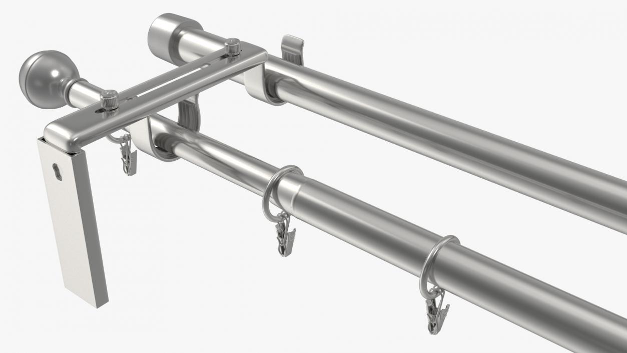 Silver Curtain Rods 3D model