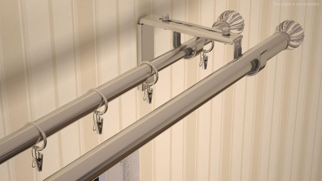 Silver Curtain Rods 3D model