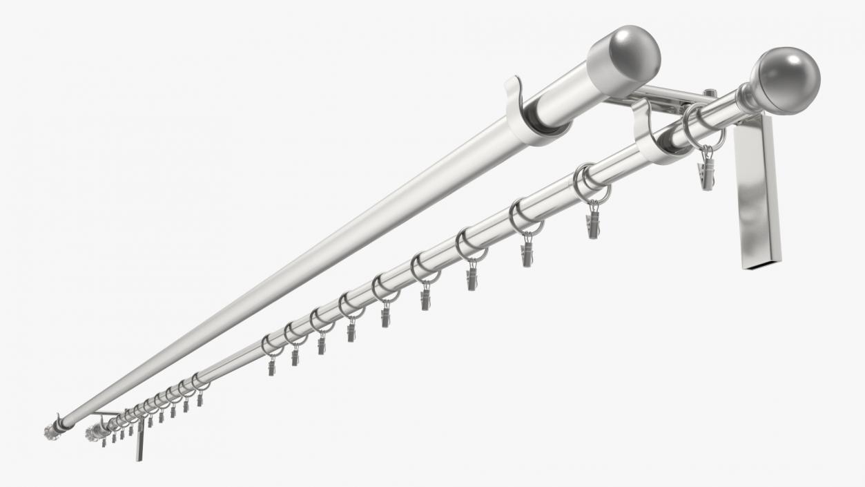 Silver Curtain Rods 3D model