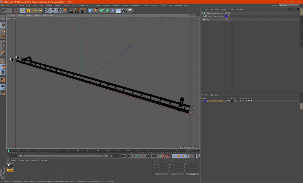 Silver Curtain Rods 3D model